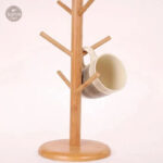 Organisateur de tasses en bois, style naturel pour table ou comptoir