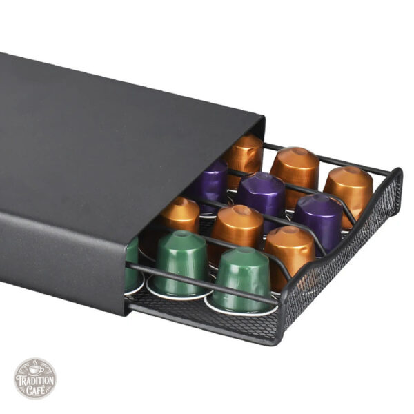 Rangement capsule Nespresso design en tiroir métal