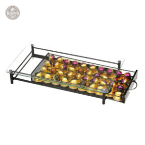 Rangement capsules Nespresso en verre et métal
