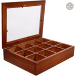 Boîte de rangement pour thé en bambou compartimenté