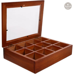 Boîte de rangement pour thé en bambou compartimenté