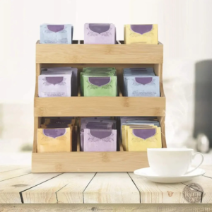 Support de thé design en bois, rangement pratique