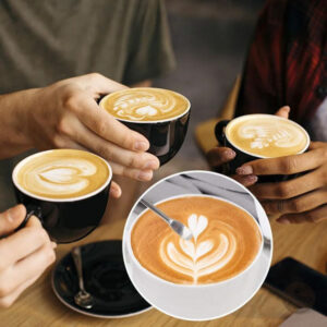 Accessoire barista en acier inoxydable pour créer des motifs latte