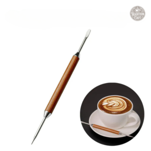 Stylo élégant pour café, acier inox et bois naturel