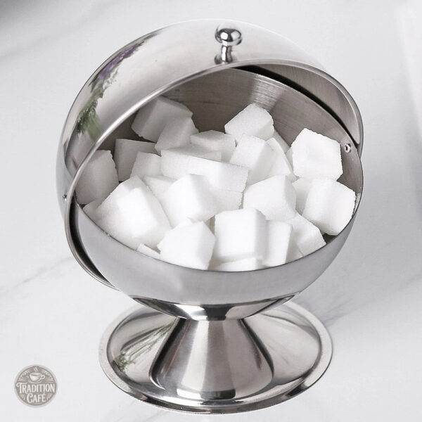 sucrier-spherique-argente-acier-inoxydable-1 Sucrier sphérique en acier inoxydable argenté