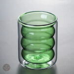 Tasse à café double fond en verre vert