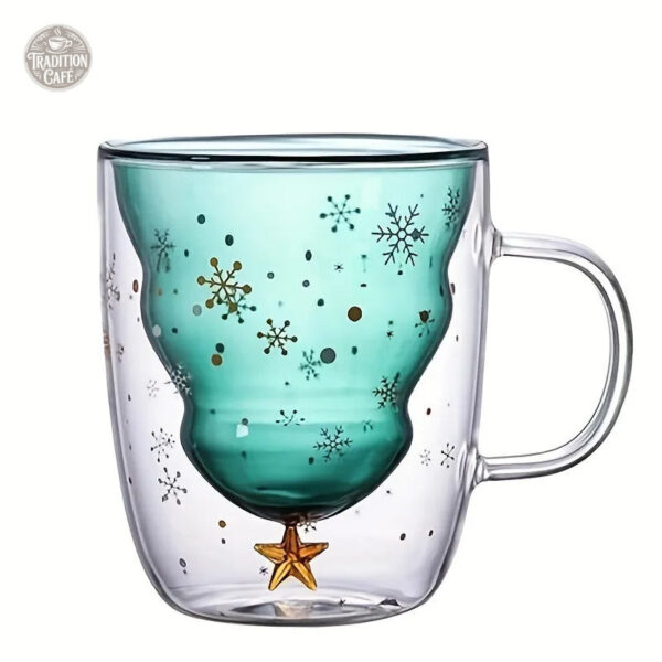Tasse à café sapin de Noël en double paroi