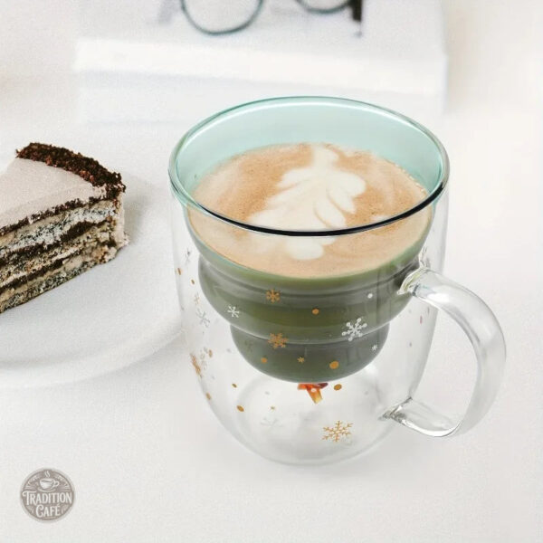 Double paroi en verre avec motif sapin de Noël