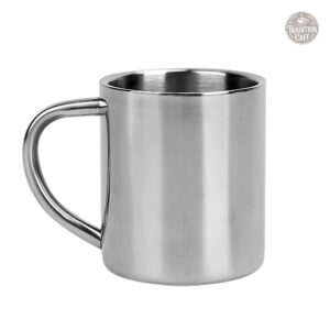 Tasse à café moderne en acier inoxydable argenté