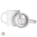 Tasse à café originale blanche avec design doigt d'honneur