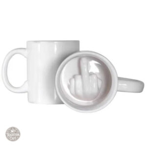 Tasse à café originale blanche avec design doigt d'honneur