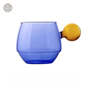 Tasse à café transparente avec poignée boule colorée