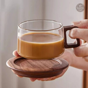 Lot de tasses à café transparentes avec soucoupe