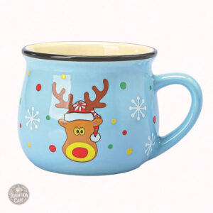 Tasse de Noël bleue avec motif cerf décoratif