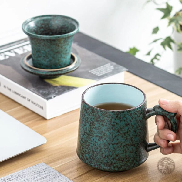 Tasse rustique pour infusion de thé avec couvercle