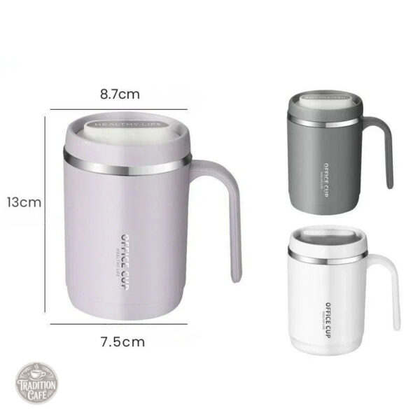 Tasse en acier inoxydable avec couvercle hermétique