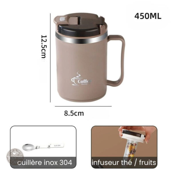 Tasse thermos 450 ml idéale pour les amateurs de thé