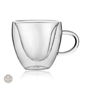 Tasse en verre double fond cœur élégante